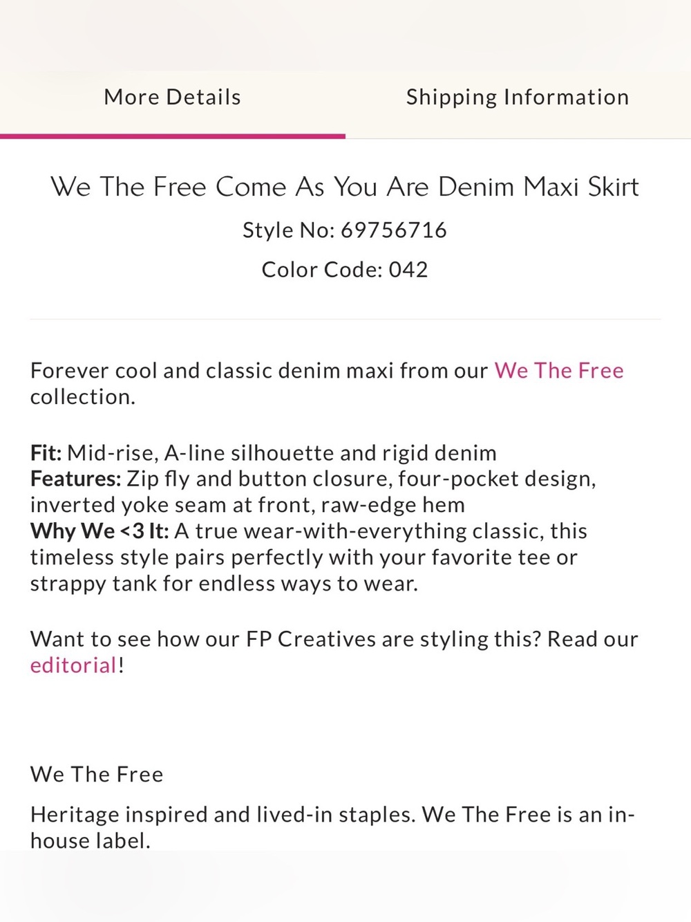 Free People Come As You Are Denim Maxi Skirt - Picture 5 of 6